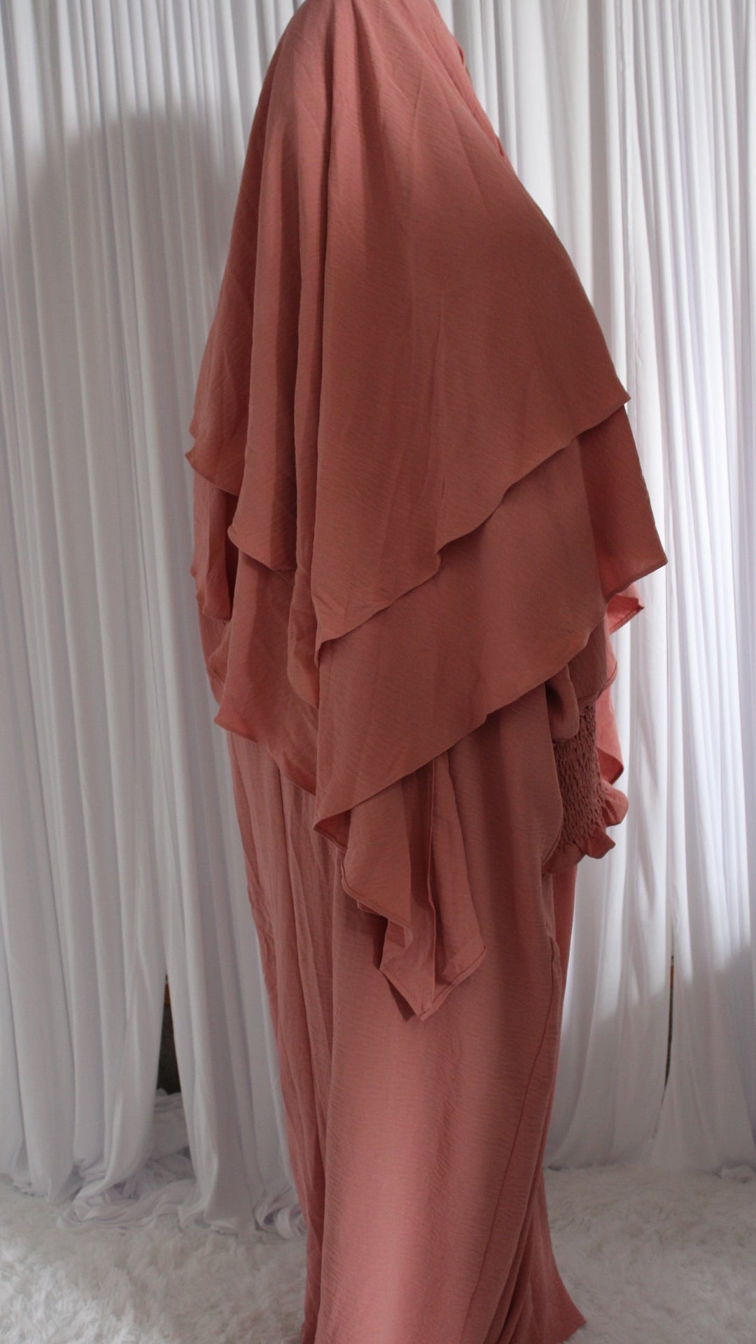 Pink Khimar and Abaya Set