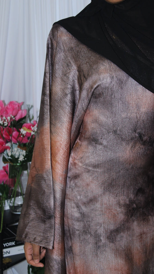 Brown Marble Butterfly Abaya