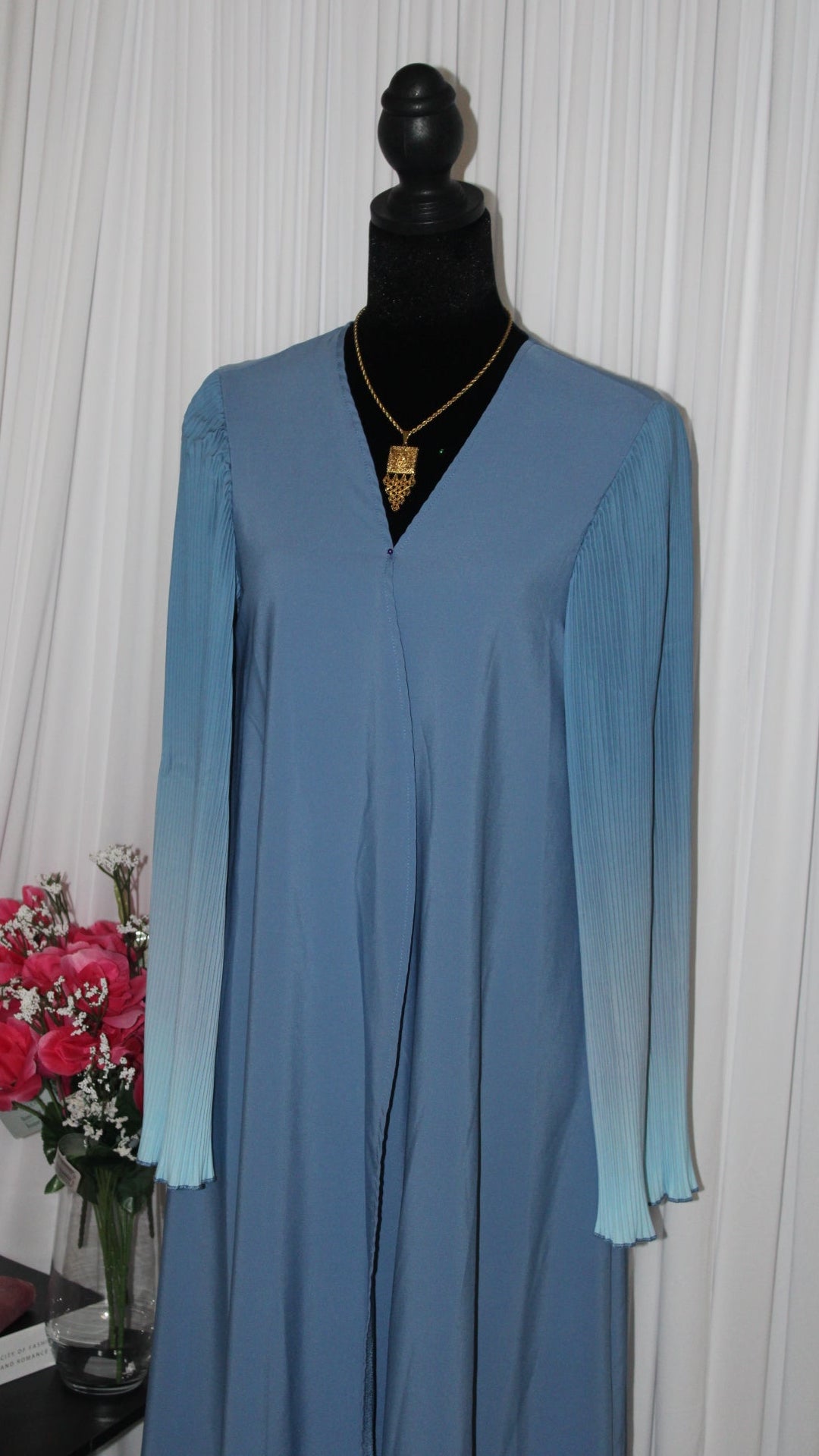 Sky Blue Ombré Open Abaya