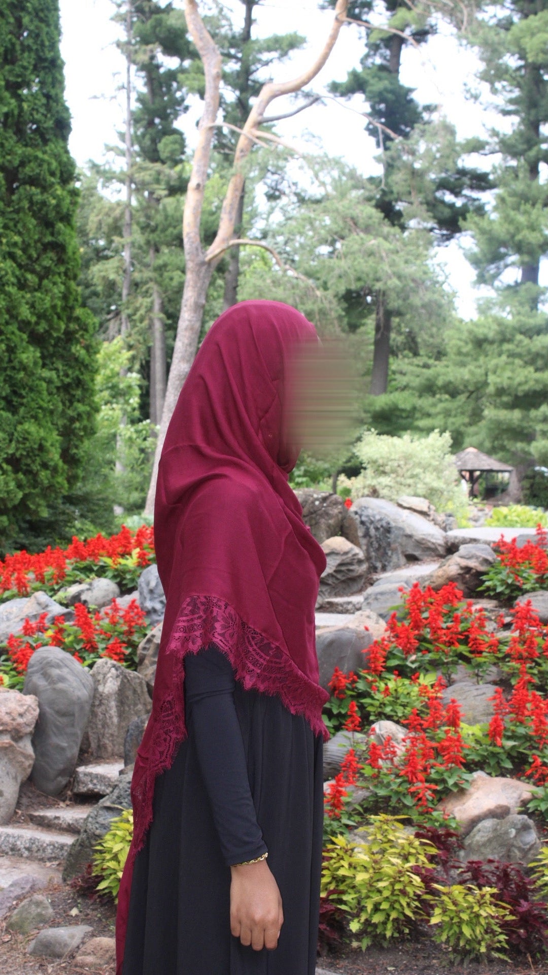 Maroon Modal Lace Hijab