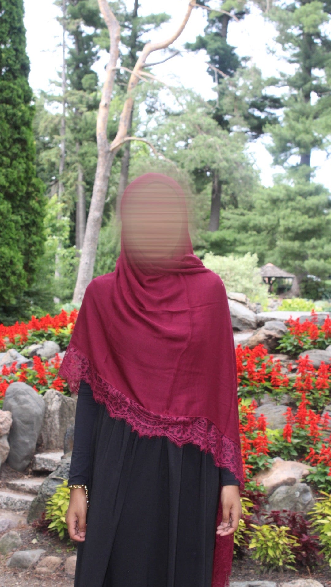 Maroon Modal Lace Hijab