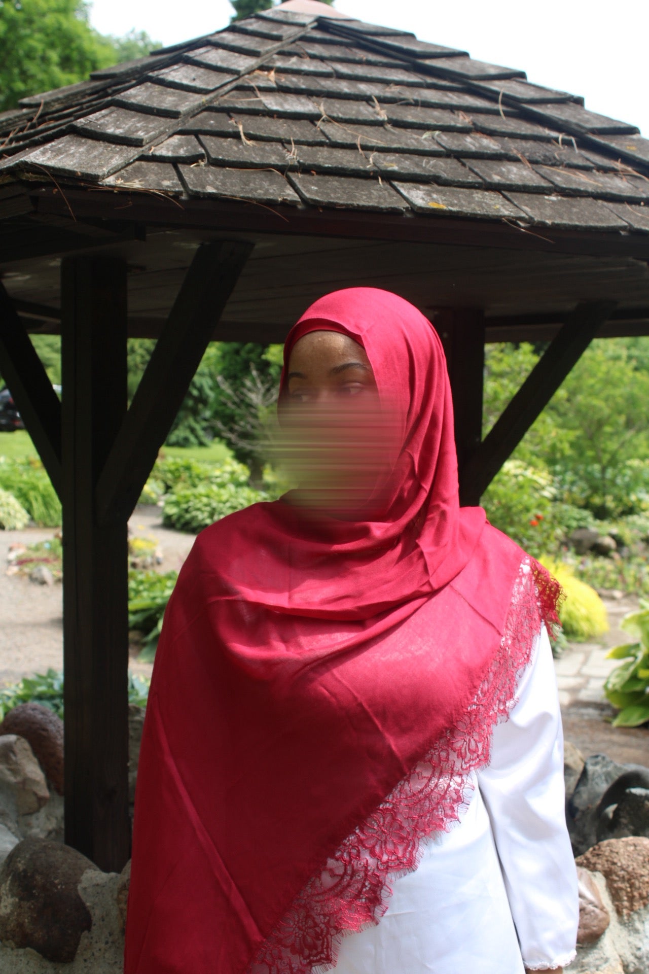 Red Lace Modal Hijab