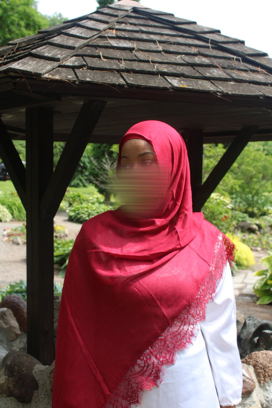 Red Lace Modal Hijab
